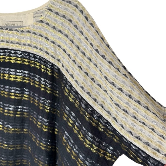 Ace&jig Black ace & jig White Metallic Tencel Tunic Top Cotton Women’s M - Picture 3 of 6